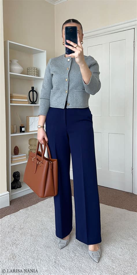 larisanania on LTK | Blue pants outfit, Office outfits, Navy pants ...