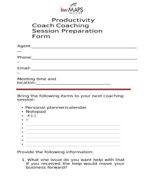 Productivity Coach Coaching Session Preparation Form - Fill and Sign ...