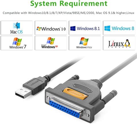 Buy UGREEN USB to DB25 Parallel Printer Cable Adapter 6FT Male to ...