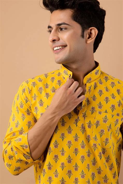 Sanganeri Printed Short Kurta for Men | Jaipuri Crown