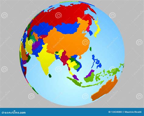 Asia globe map stock vector. Image of india, japan, china - 12434080