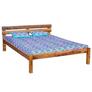 Ringabell Paris Solid Wood Queen Size Bed Without Storage (Teak Finish ...