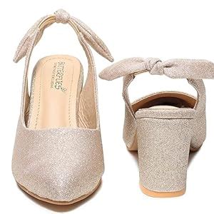 Buy Butterflies Steps Fashion Heel Sandal for Women and Girls (Golden ...