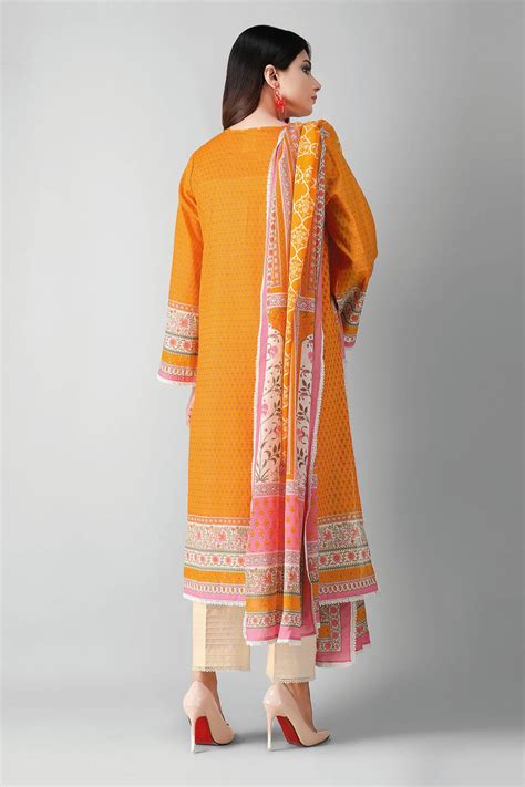 Khaadi Printed 3 Piece · Full Suit – A21306 Yellow – YourLibaas