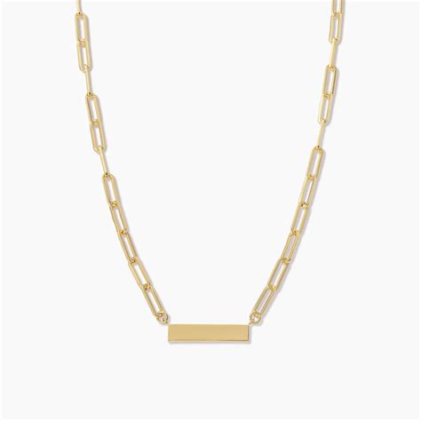 Chain and Bar Necklace (Gold, Engravable) - KristinDaily.org