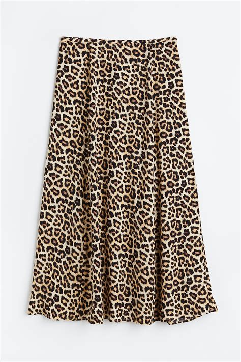 Flared skirt - Light beige/Leopard print - Ladies | H&M IN