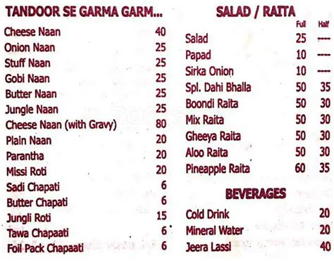 Menu at Meshi Vegetarian Dhaba Corner Wala - Best vegetarian Dhaba In ...