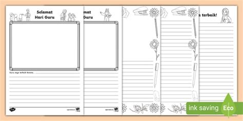 Bingkai Menulis Hari Guru - Templat Karangan Hari Guru