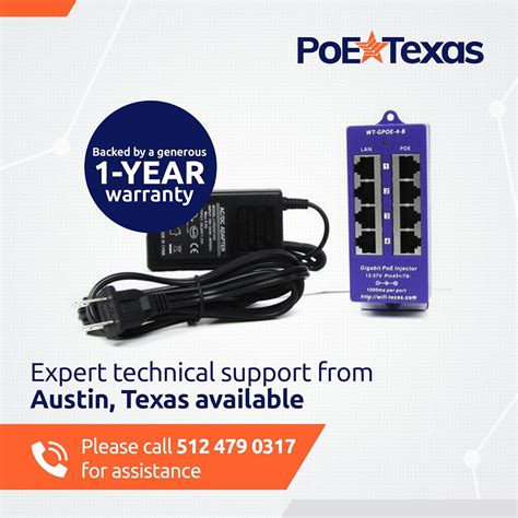 Buy PoE Texas 4 Port 24V Passive PoE Injector with 24V 30W UL/FCC ...