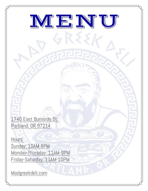 Mad Greek Deli - Menu