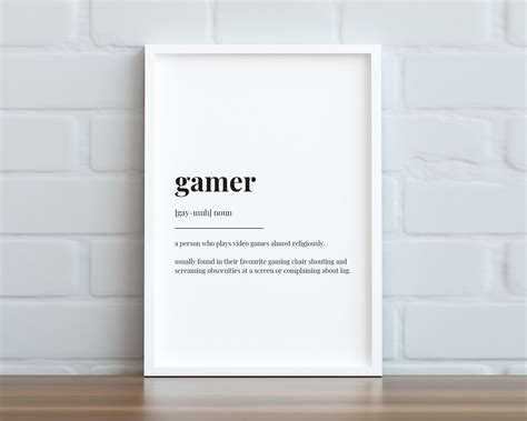 GAMER DEFINITION PRINT Wall Art Print Gamer Print | Etsy