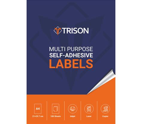 Trison A4 Self Adhesive Paper Labels - Suitable for laser, inkjet, cop