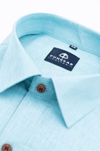 Sky Blue Color Linen Formal Shirts For Men – Punekar Cotton