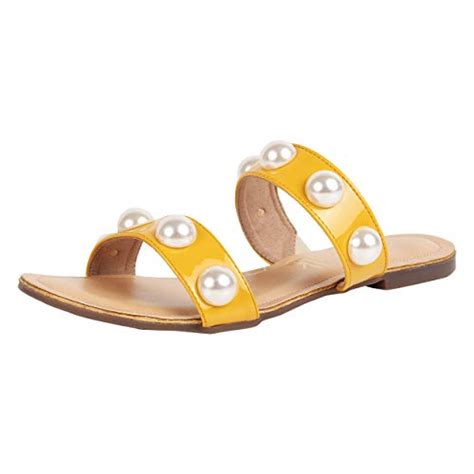 Catwalk Women's Pearl Detail Double Strap Slip Ons - 4 UK/India (36 EU ...