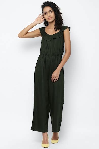 Buy Women Solid Regular Fit Olive Jumpsuit Online - 697565 | Allen Solly