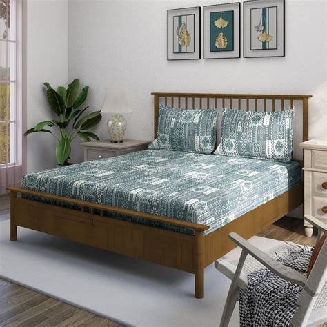 Buy SWAYAM Ananda Cotton Printed 210TC 3Pcs King Fitted Bedsheet Set ...