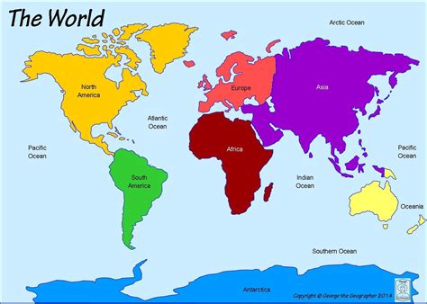 Printable Blank Map Of The Oceans World Not Labeled For Continents And | World map continents ...