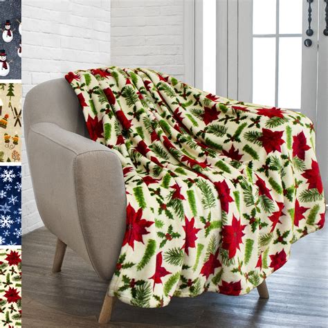 PAVILIA Christmas Throw Blanket | Poinsettia Flower Christmas Fleece ...