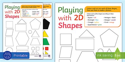 Playing with 2D Shapes Activity Sheet (teacher made)