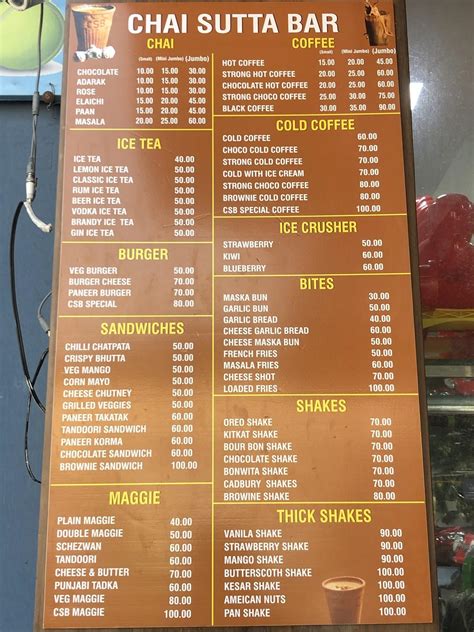 Menu at Chai Sutta Bar, Rishikesh, 474X+Q6F City centre