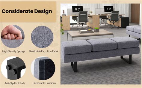 Costway Waiting Room Bench Seating 3 Seater Long Salon Reception ...