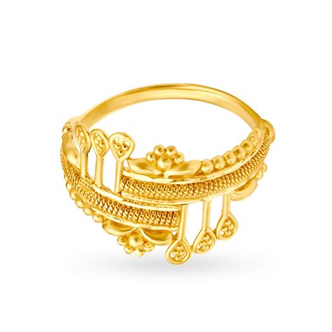 Antique 22 Karat Yellow Gold Beaded Floral Ring