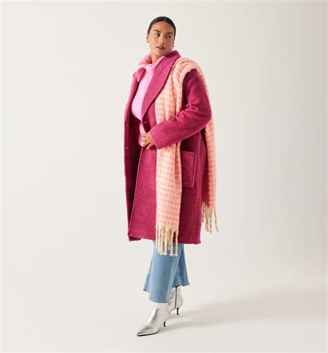 Long wool-blend coat - Pink print