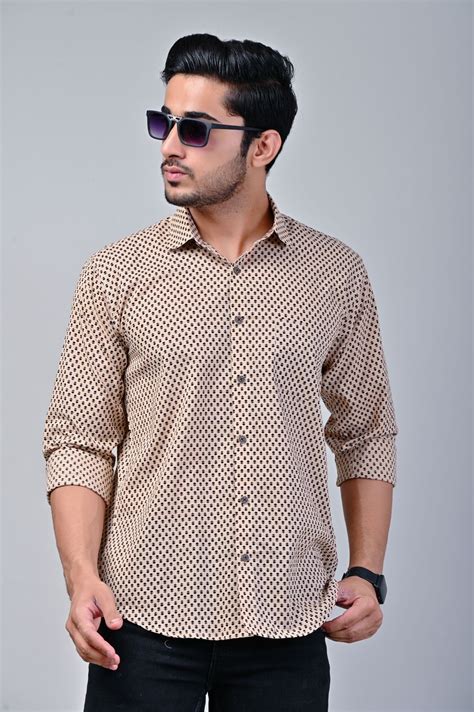 Beige Full Sleeve Printed Shirt – Rangjaipur