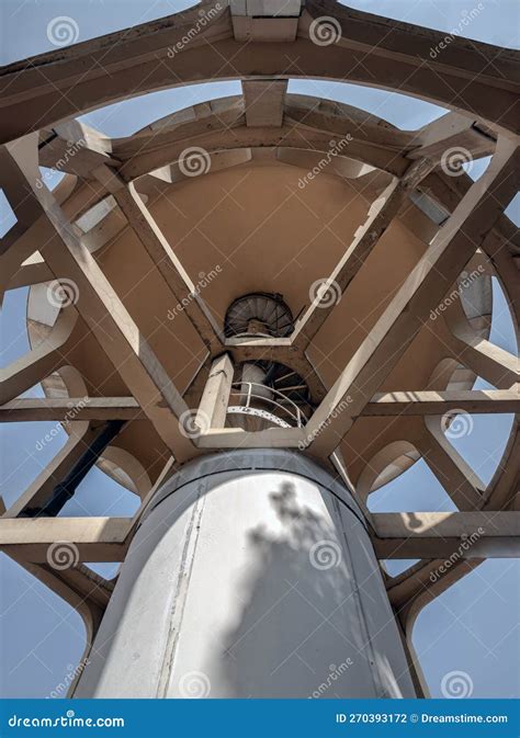 A Bottom-up View of Columnar Structures Old Water Tower Made of Cement ...