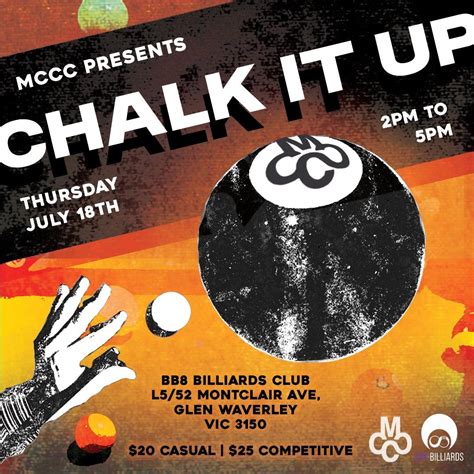 MCCC Presents: Chalk It Up | M Triple Chills Event 2024, BB8 Billiards ...