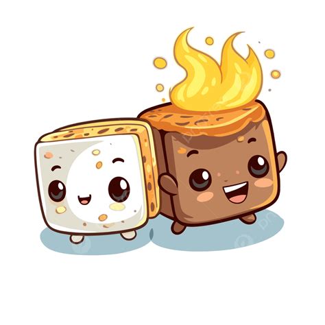 S Mores Clipart Two Cartoon Characters With Hot S Mores On Top Of Food ...