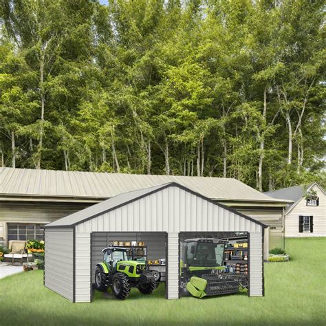 Livaca 16' X 30' Steel Garage Shed, 500 Sq Ft, Industrial Quality Metal ...