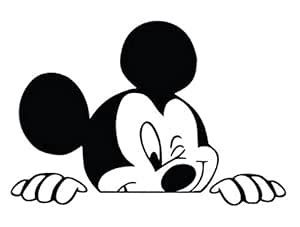 decalbazaar Vinyl Snooping Mickey Mouse Glossy Wall Stickers 11 x 7.5 ...