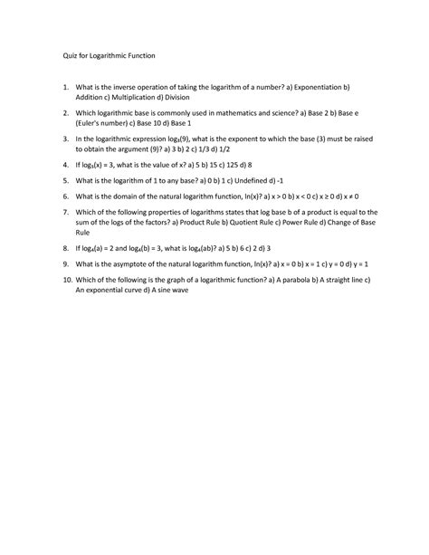 Image result for Logarithmic Function Questions