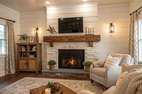 18+ Charming Farmhouse Shiplap Fireplace Ideas