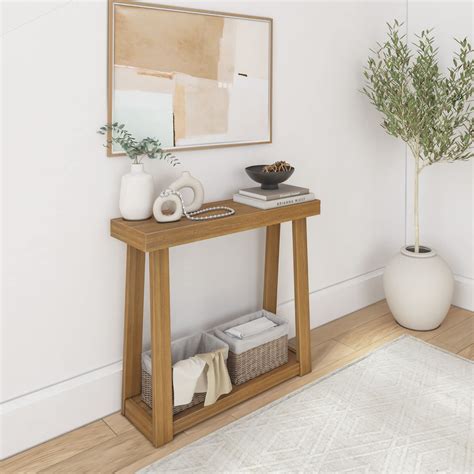 Plank+Beam Solid Wood Console Table with Storage, 36 Inch, Sofa Table ...
