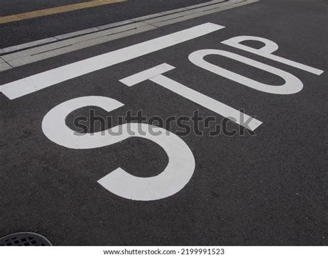 Road Markings Temporary Stop Stock Photo 2199991523 | Shutterstock