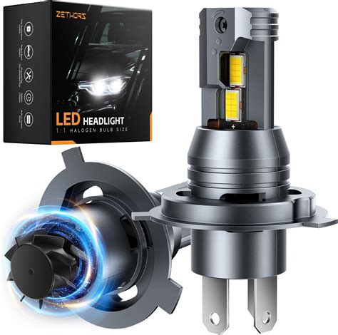 Zethors H4 LED Headlight Bulbs with Cooling Fan 24000LM 100W 6000K Cool ...