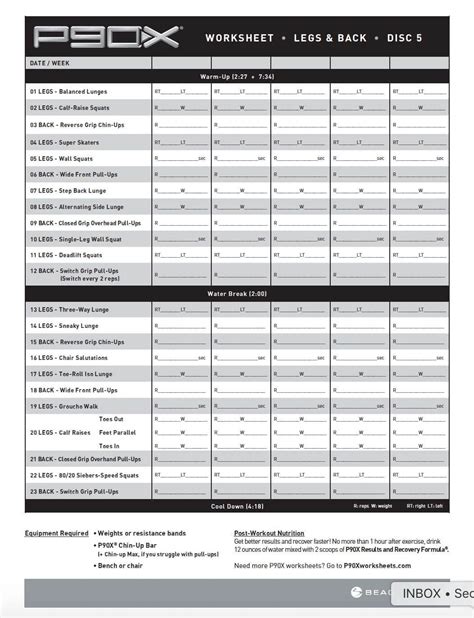 P90X Workout Printable Sheets - Printable Board Games