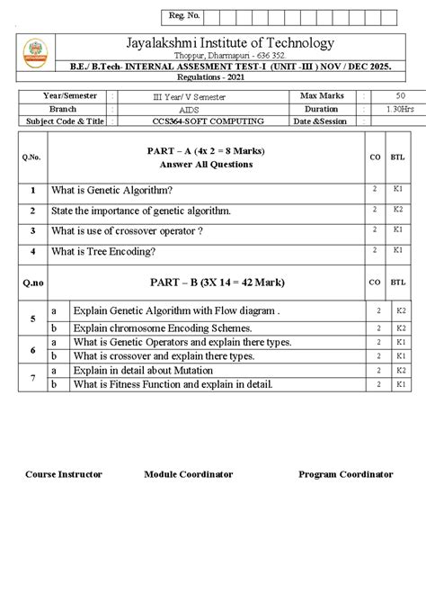 IAT 2021: V Sem Soft Computing Unit 3 Lecture Notes & QP Set 1 - Studocu