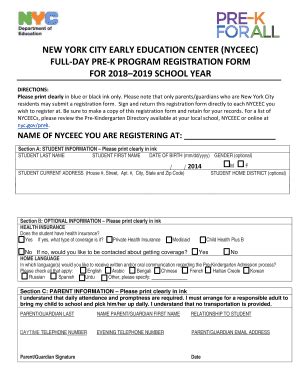 FULL-DAY PRE-K PROGRAM REGISTRATION FORM - Fill and Sign Printable ...