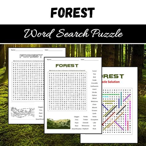 Forest Word Search Puzzle Worksheet PDF – PrintableBazaar