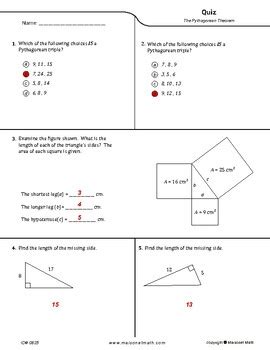 Pythagorean Theorem Quiz by Maisonet Math - Middle School Resources