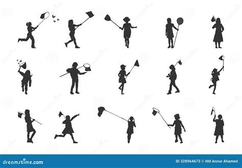 Little Girl Catching Butterfly Silhouettes, Girl Catching Butterfly Drawing, Kids Catching ...