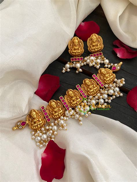 Lakshmi Precious Jadau Kundan Choker-Red-Pearl-J435 – vrikshamindia