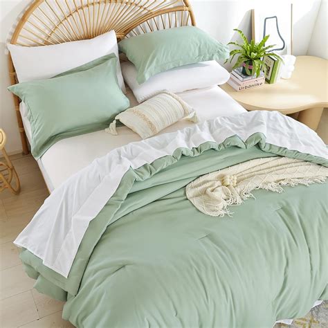 Amazon.com: weigelia King Size Comforter Set Boho Sage Green Comforter ...
