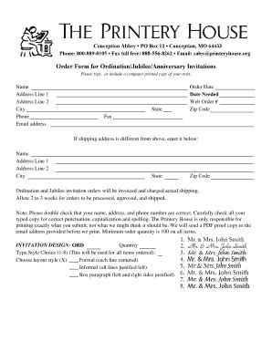 Fillable Online printeryhouse Order Form for ...