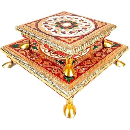 Buy Apka Mart The Online Shop Minakari Pooja Chowki | Wooden Bajot ...