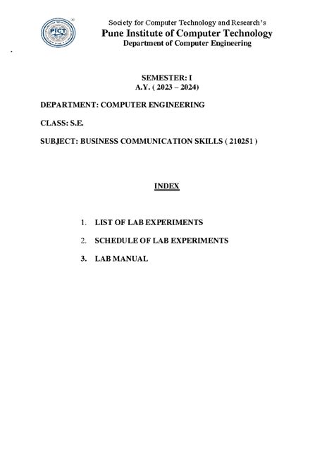 (23-24) Lab Manual-SE-Sem-I-BCSL - Pune Institute of Computer ...