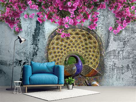 Peacock Modern Art Customized wall coverings – Myindianthings